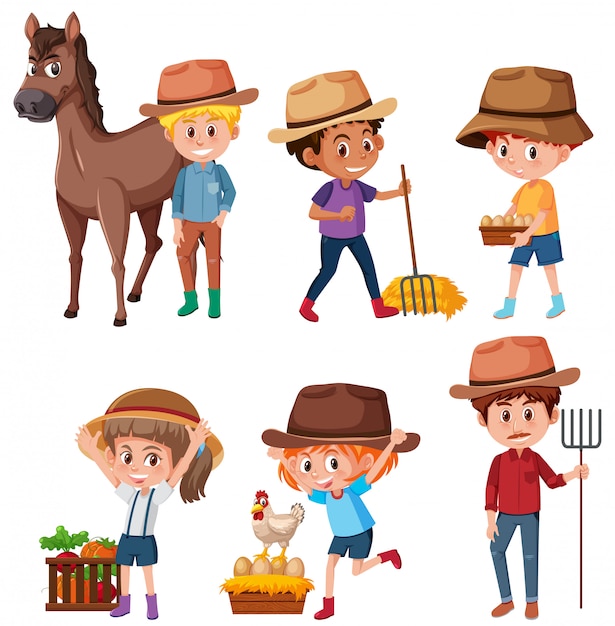 A set of farmer on white background