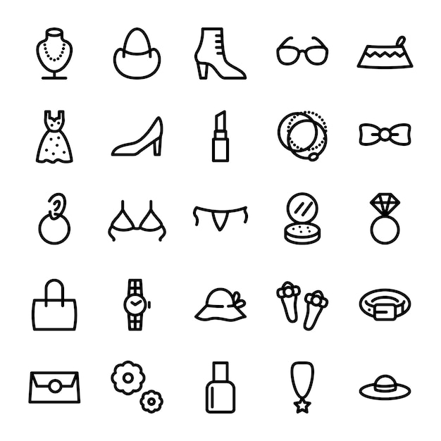 Vector set of fashion accessories icon