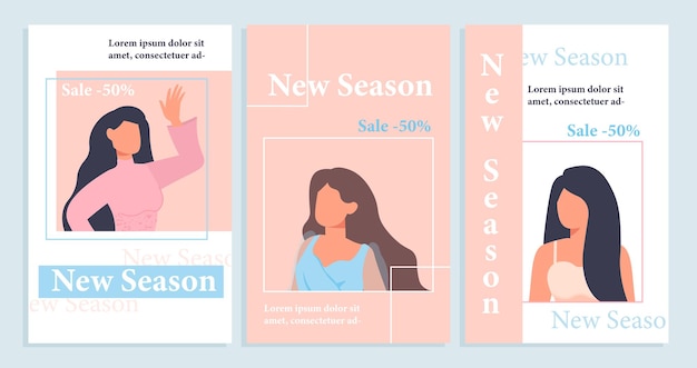 Set of fashion magazine covers vector