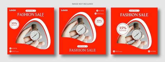 Set of Fashion sale social media post banner template Suitable for web ad internet ad Instagram ad