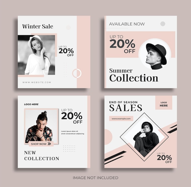 Vector set of fashion square banner template or social media post new arrivals