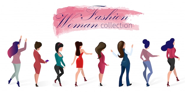 ファッション女性コレクションベクトル図を設定します。