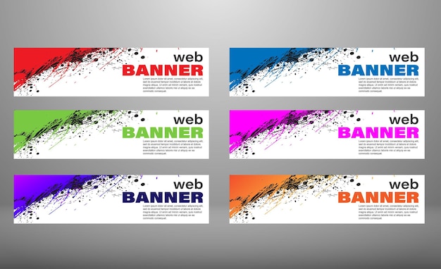 Vector a set of fashionable abstract banners horizontal banners for websites social networks