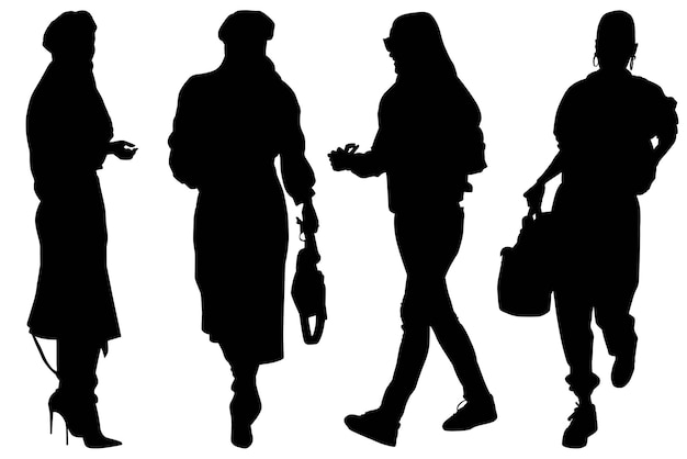 Set of the fashionable silhouette girls