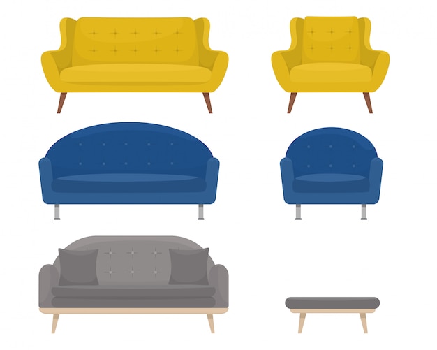 Vector set of fashionable sofas.   isolates on a white background.