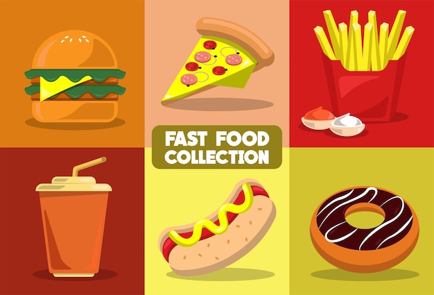 Vector set of fast food collection