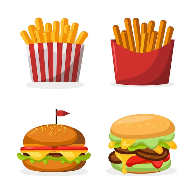 Vector set of fast food and drink