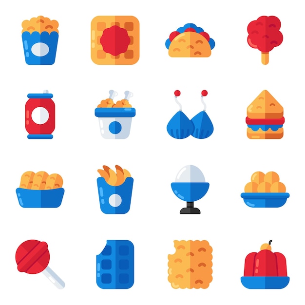 Set of fast food flat icons