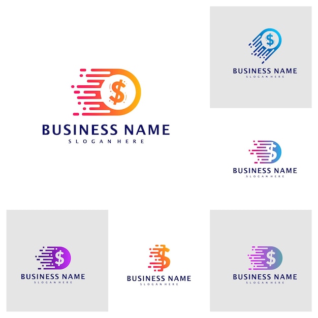 Set of Fast money logo Design Concept Vector Fast Coin logo Template