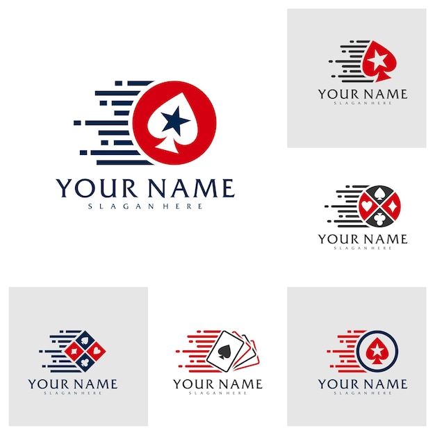 Set of Fast Poker logo vector template Creative Poker logo design concepts