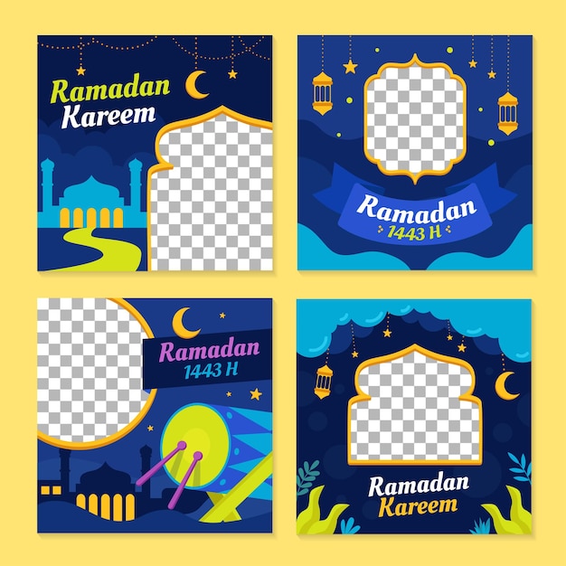 Vector set of fasting social media