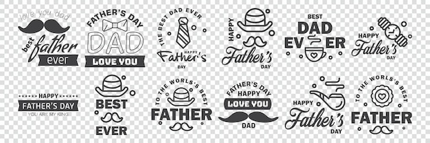 set of father days typography collection