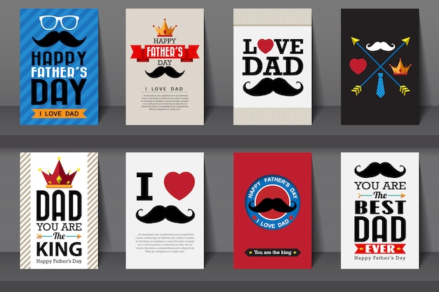 Set of Father.s day brochures in vintage style