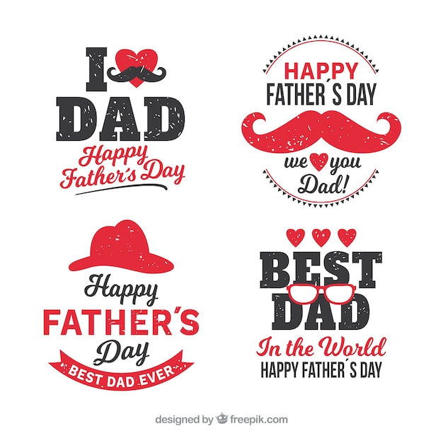 set of father's day labels with different elements