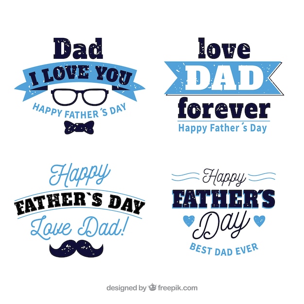set of father's day labels with different elements