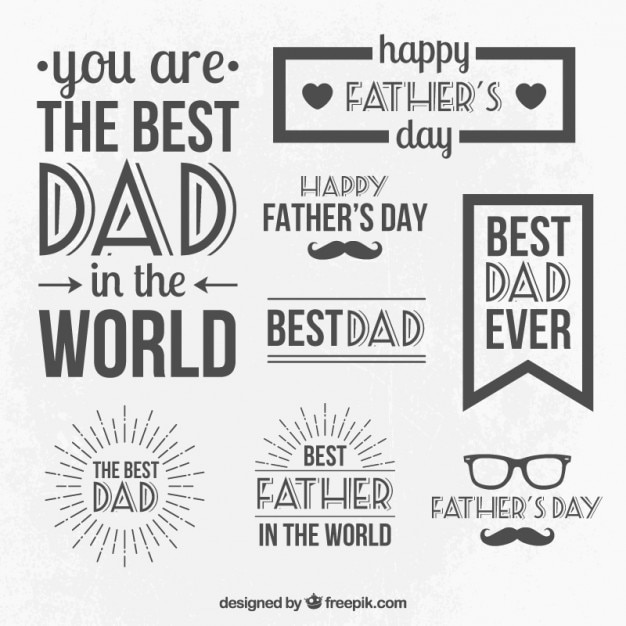 set of father's day ornaments in vintage style