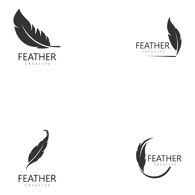 Vector set of feather logo icon vector template