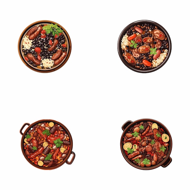 Set di illustrazioni vettoriali feijoada