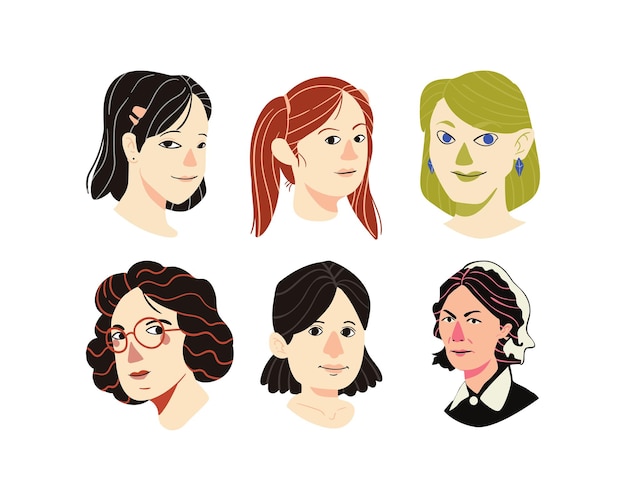 Set of female avatars Vector illustration in a flat style
