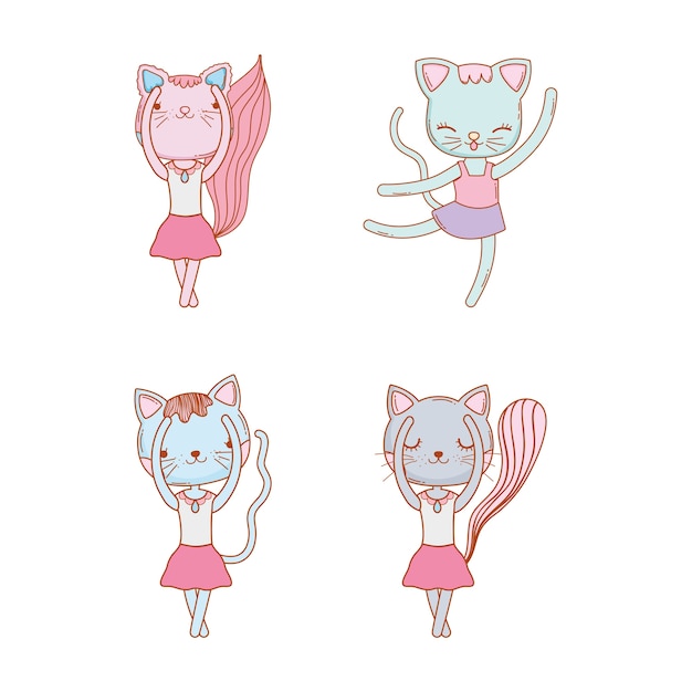 set female cats dancing pet animal