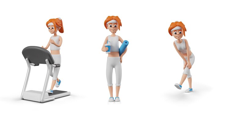 Vector set of female characters for sports concepts woman in sportswear