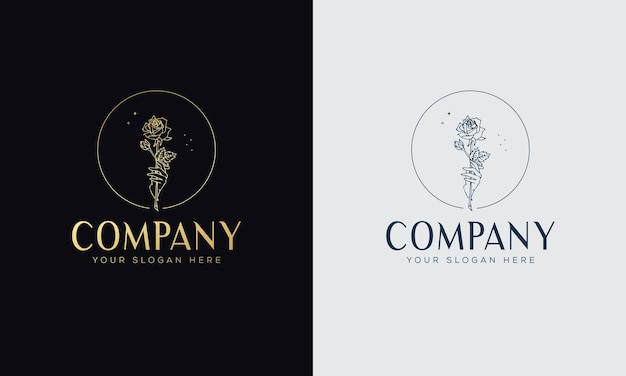 A set of female hand logos in a minimal linear style Vector logo design Templates