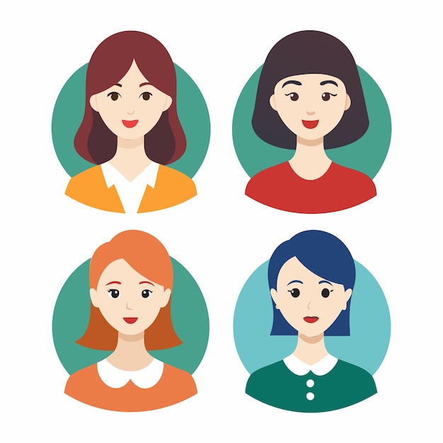 ベクトルイラストの女性アイコンセット
