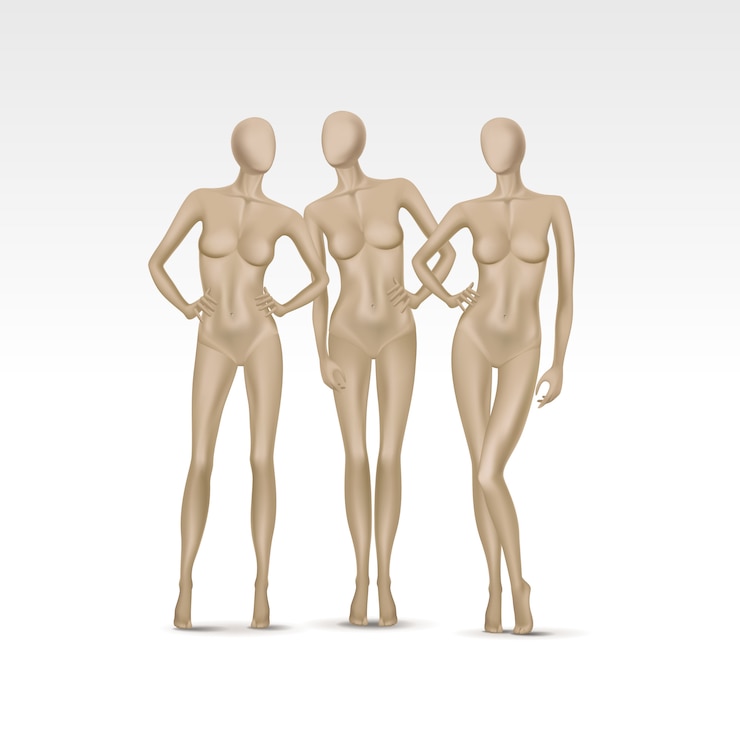 Vector  set of female mannequins