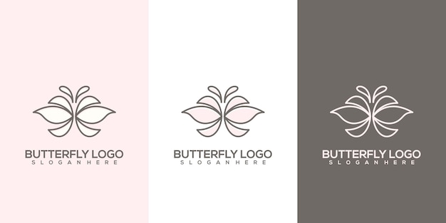 set of Feminine abstract butterfly logo template