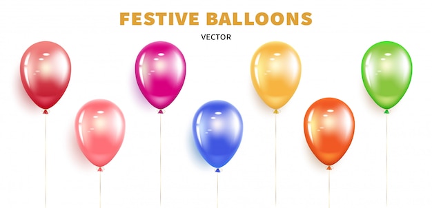 Set festive balloons