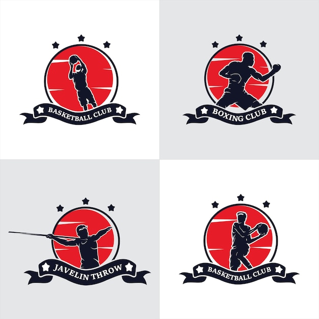 Vector set of fighting academy boxing champions club logo