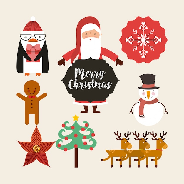 Imposta figure allegre merry christmas card