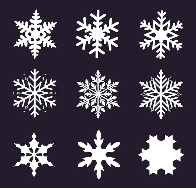 形状と様々な雪花のセット