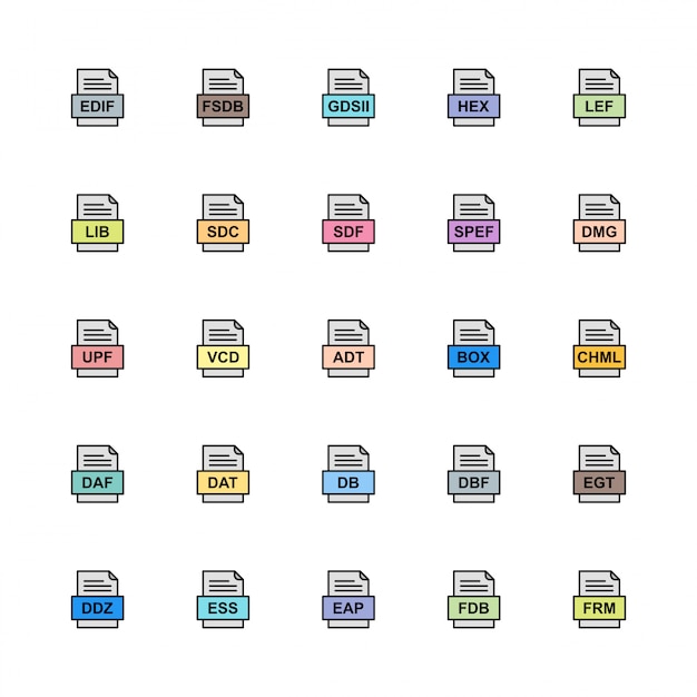 Vector set of file formats icons