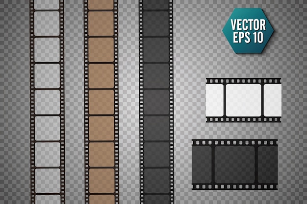 Set of film strip isolated on transparent background.