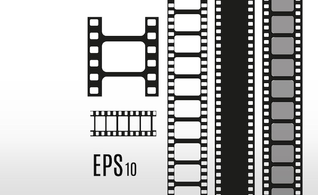 Set of film vector stripes isolated on transparent backgroundFilm strip roll Vector cinema backg