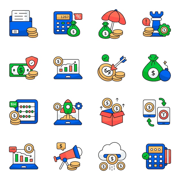 Set of Finance Flat Icons