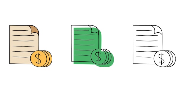 set of financial illustration in different style color