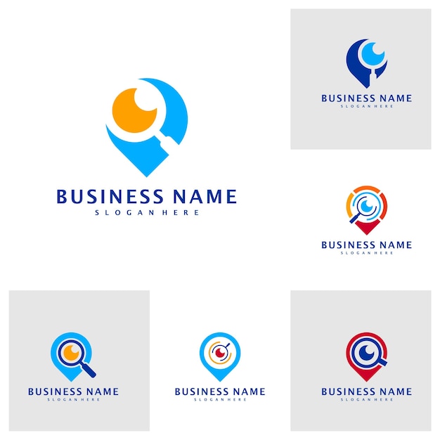 Set di modelli di logo find point vettore di design del logo creative point trova il concetto di logo