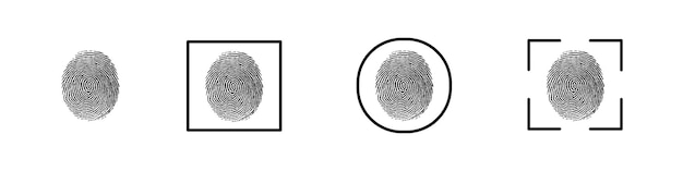 指紋のセット識別認可またはプライバシーの概念ベクトル図