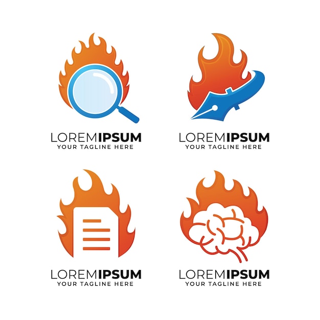 Set of fire elements logo design template