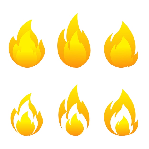 Set of fire flame vector clipart