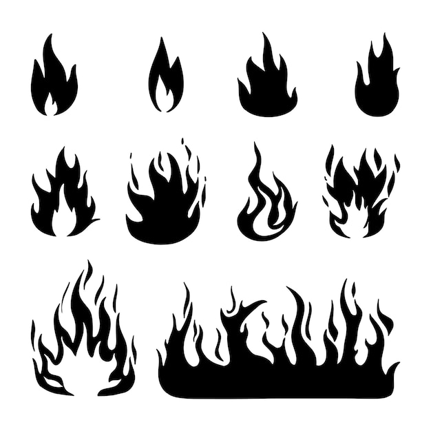 Vector set fire flames vector icons