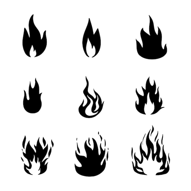 Set fire flames Vector icons