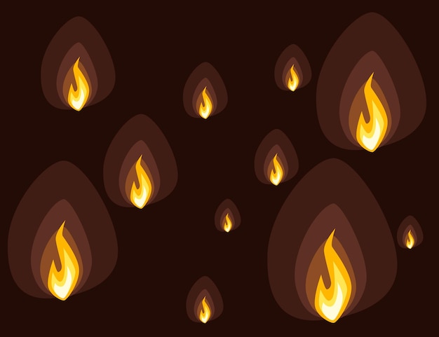 Set of fire icons different fire power ready for animation sprites flat vector illustration on brown background