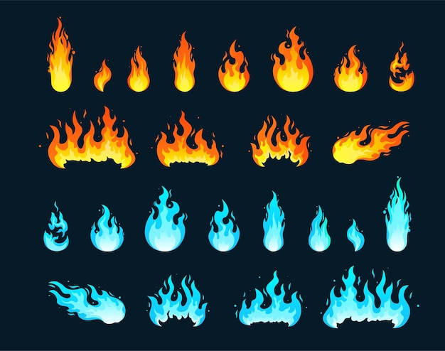 Vector set of fire icons