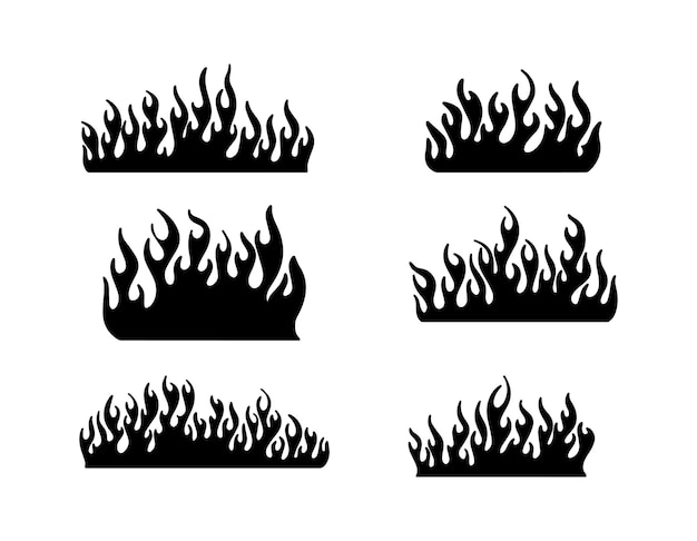 Vector set of fire in silhouette illustrations