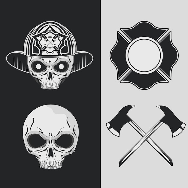 Set of firefighter skull