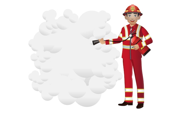 Set of firefighter with different poses