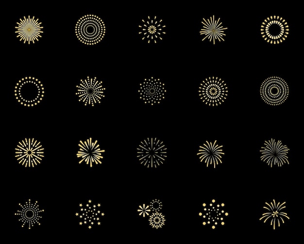 Set of firework icon sparkle new year chinese new year